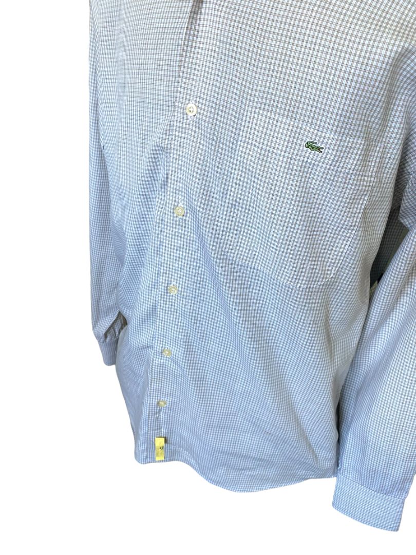 Large (42) Lacoste Men's Brown & White Plaid Button Down Shirt