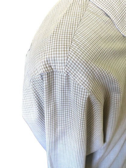 Large (42) Lacoste Men's Brown & White Plaid Button Down Shirt