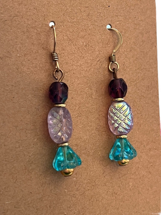 Handmade Mermaid Tail Beaded Dangle Earrings