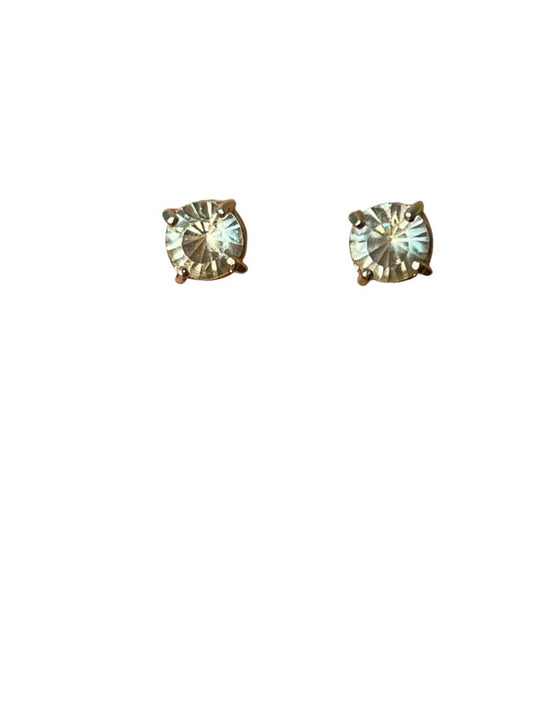 Monet Yellow Rhinestone Stud Earrings Bright Sparkly