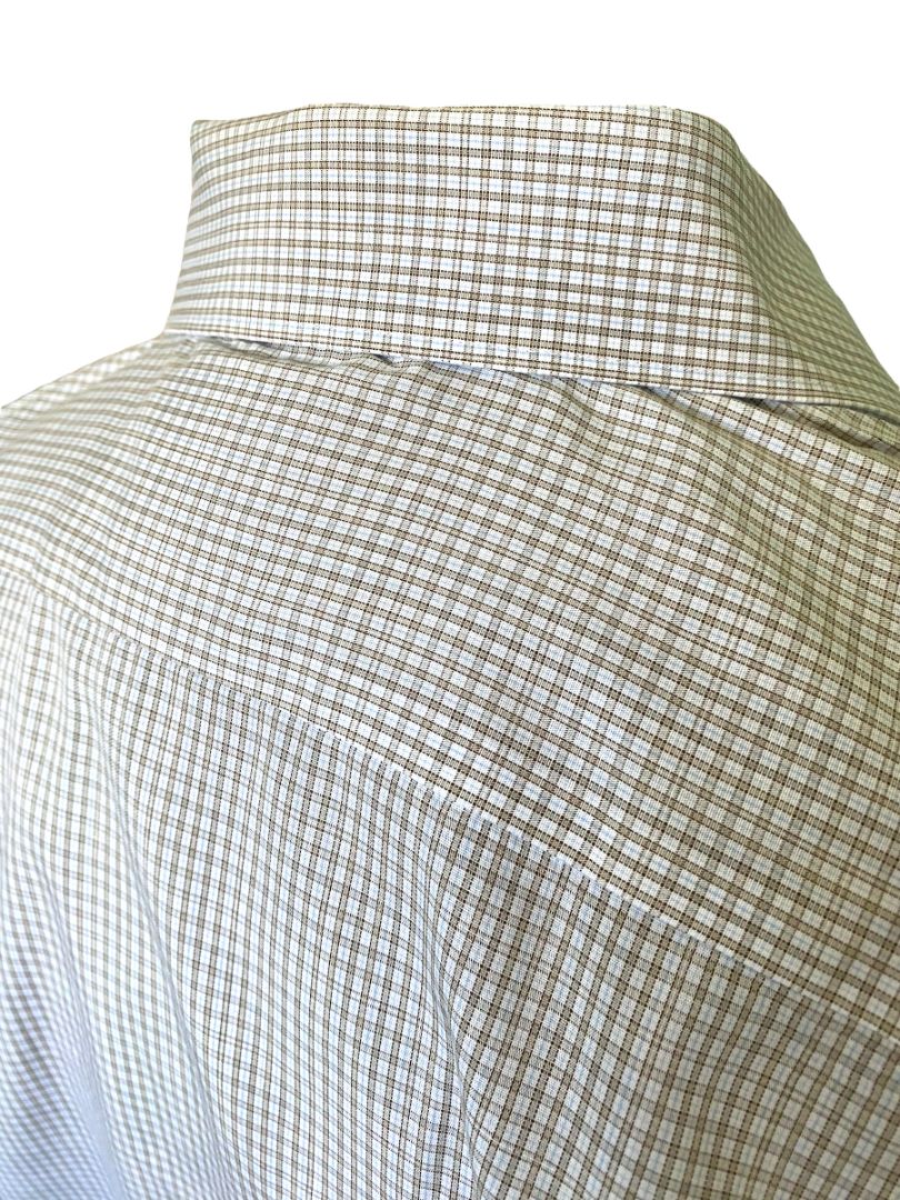 Large (42) Lacoste Men's Brown & White Plaid Button Down Shirt