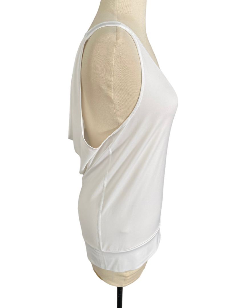 Small Handful White Drape Back Tank Top Performance