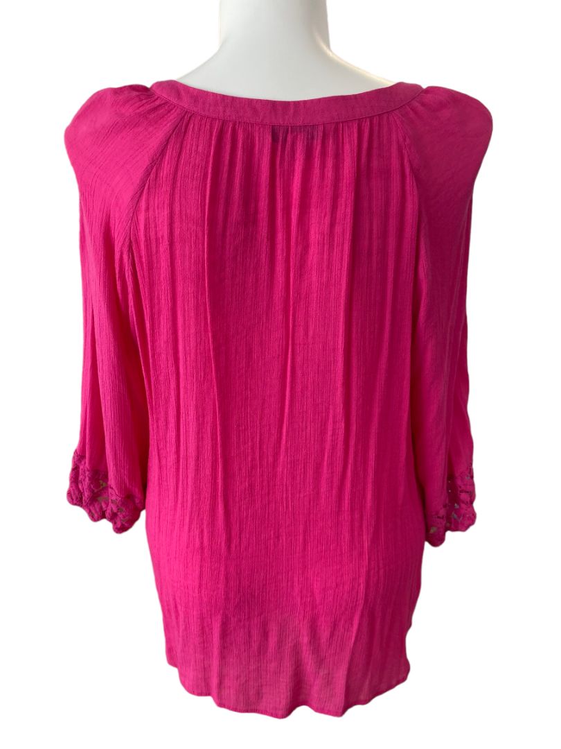 3X Counterparts Fushia Pink Crepe and Lace Tunic