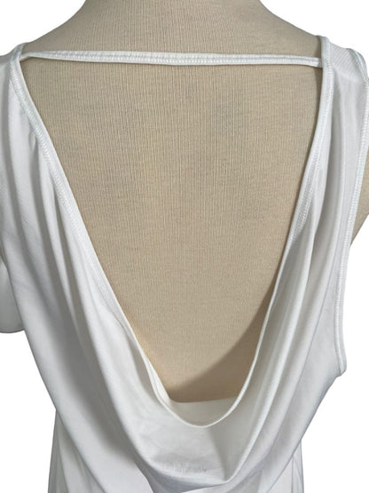 Small Handful White Drape Back Tank Top Performance