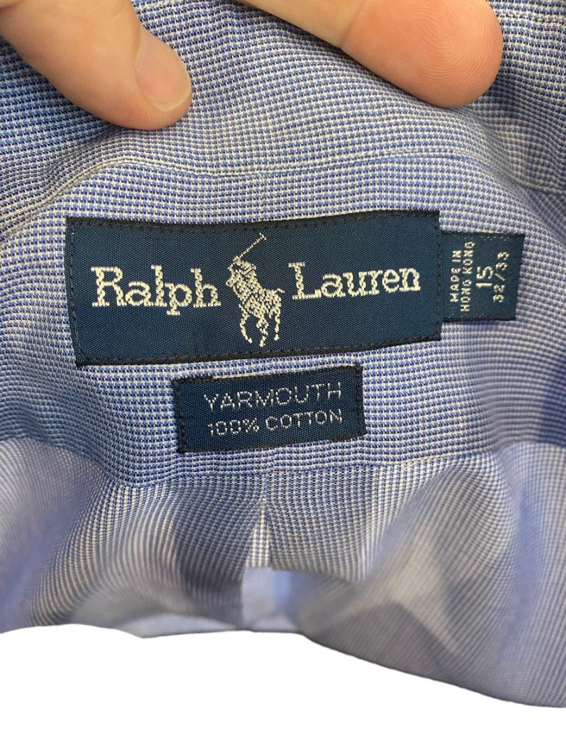 15 - 32/33 Ralph Lauren Yarmouth Blue 100% Cotton Button Down Men's