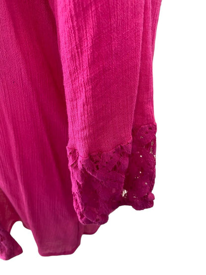 3X Counterparts Fushia Pink Crepe and Lace Tunic