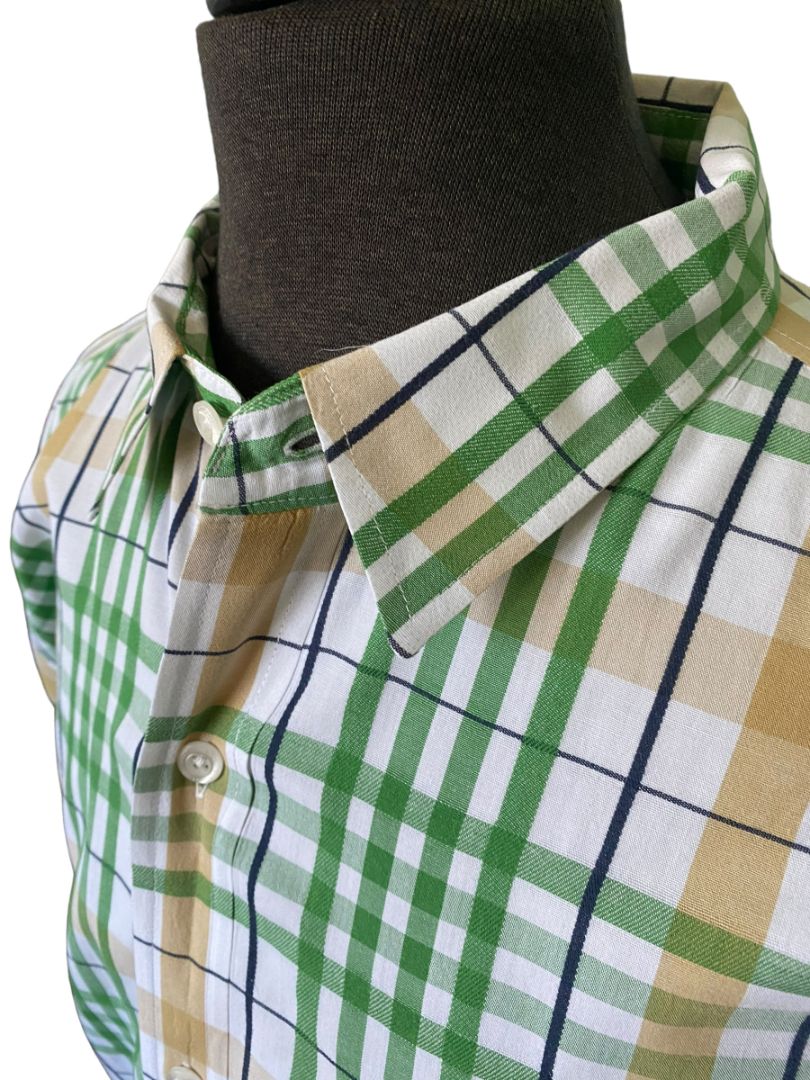 XL Timberland Button Down Plaid Shirt Green Brown White Men's