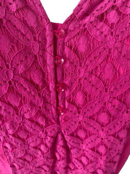 3X Counterparts Fushia Pink Crepe and Lace Tunic