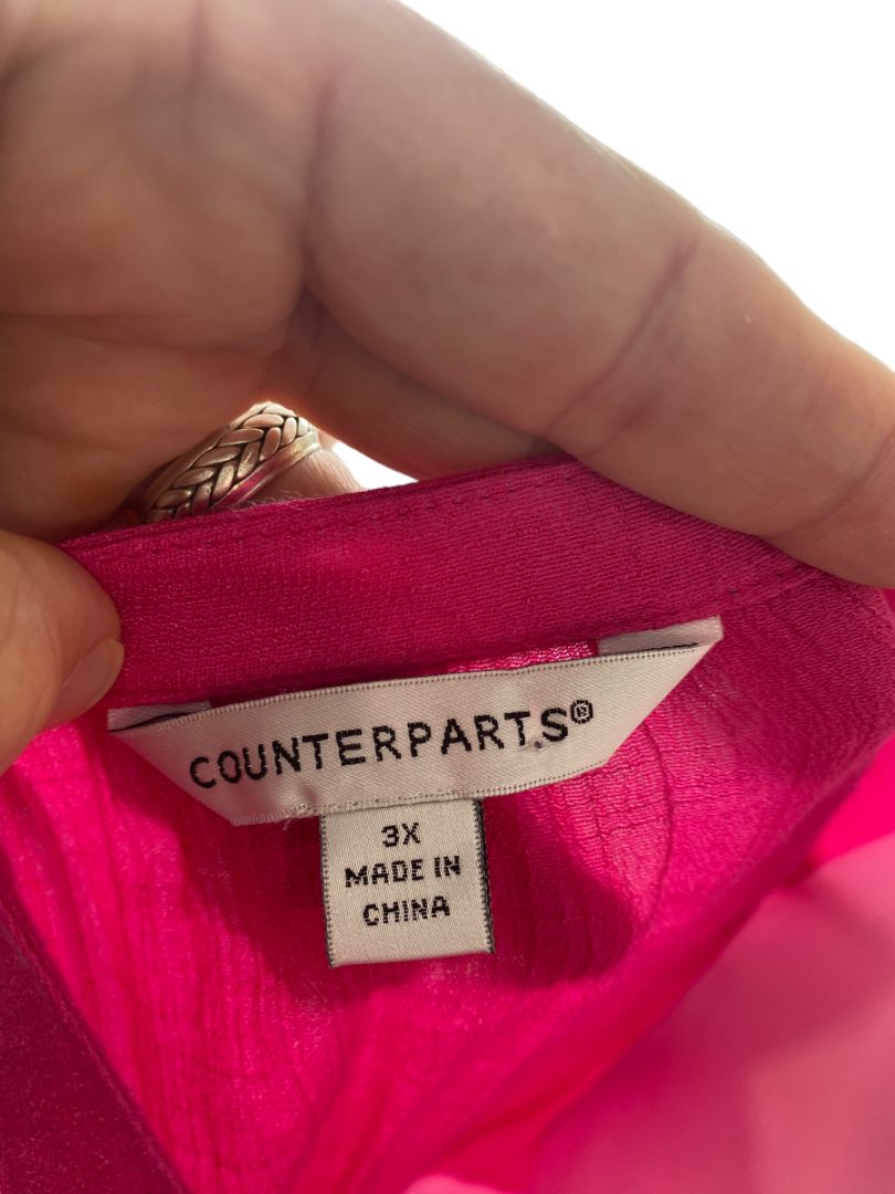 3X Counterparts Fushia Pink Crepe and Lace Tunic