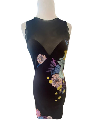 Small Intimately Free People Ikebana Black Floral Bodycon Dress