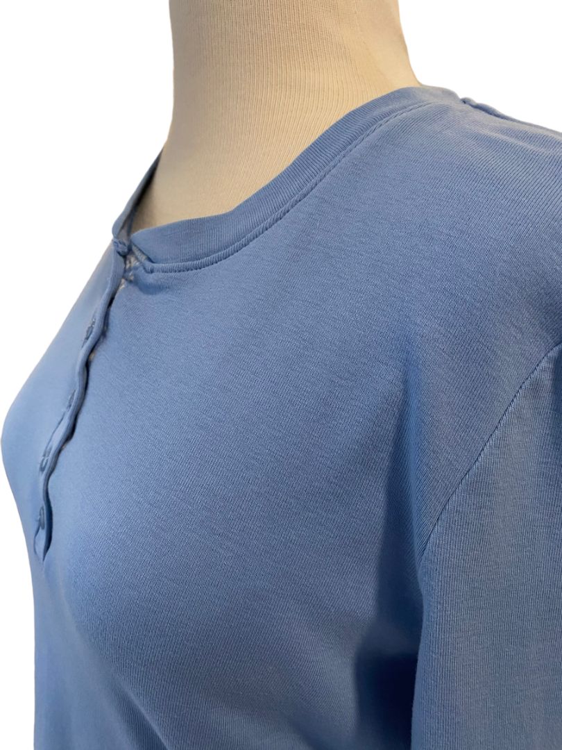 Small LL Bean Slate Blue  Long Sleeve Henley Shirt Blouse