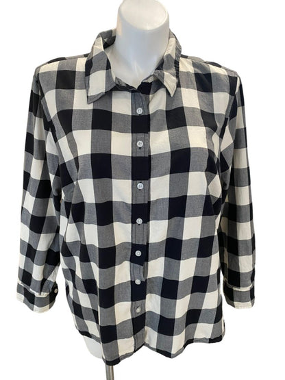 3X Talbots Black and White Check Button Down Shirt Tunic