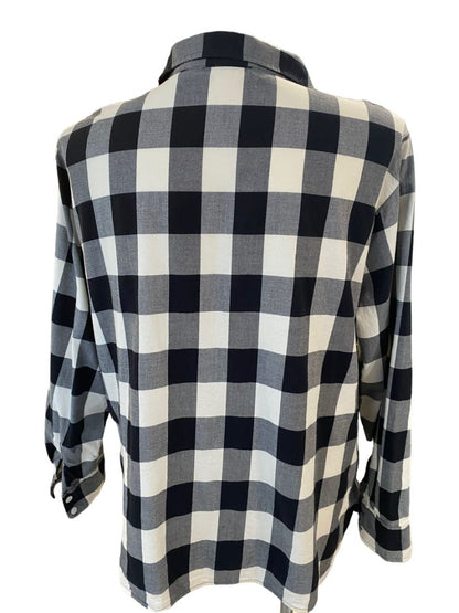 3X Talbots Black and White Check Button Down Shirt Tunic