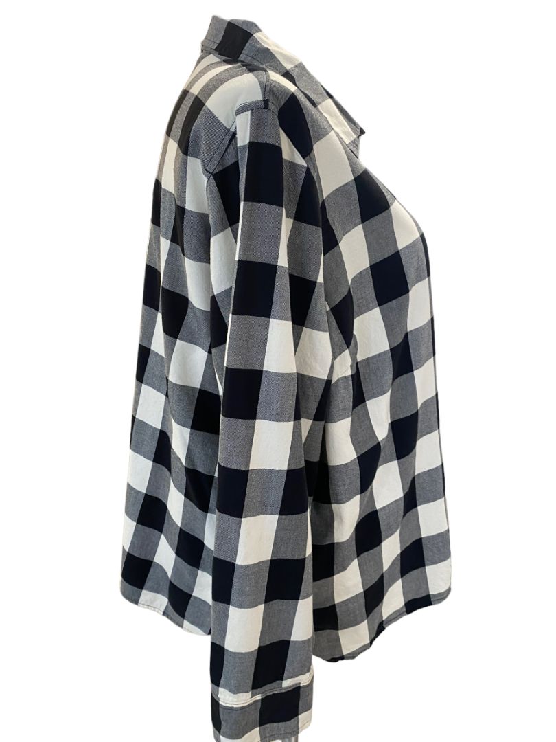 3X Talbots Black and White Check Button Down Shirt Tunic