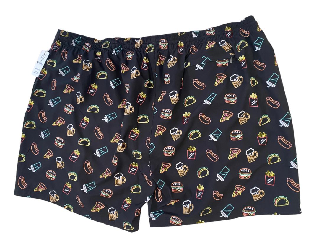 4XB Caribbean Big Man Swim Trunks Quick Dry Neon Fast Food Graphic