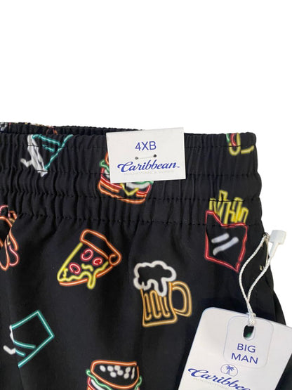 4XB Caribbean Big Man Swim Trunks Quick Dry Neon Fast Food Graphic