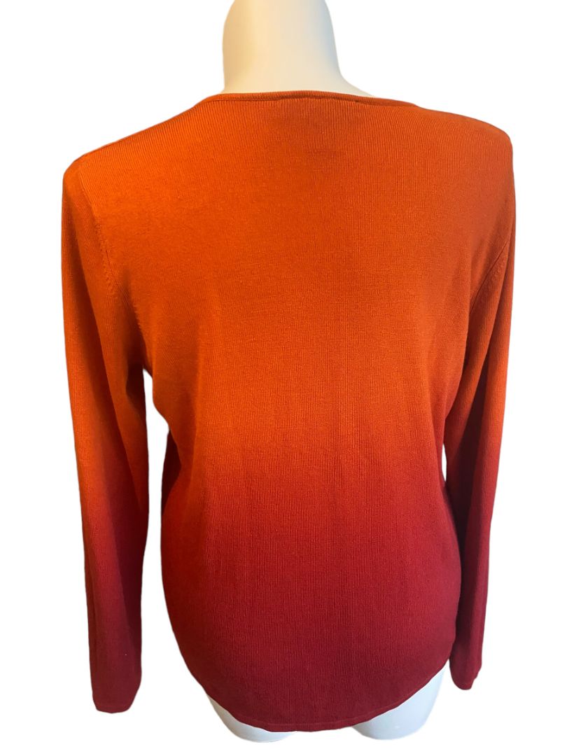 18/20 Venezia Ombre Orange V-Neck Long Sleeve Sweater Soft Plus Size Curvy