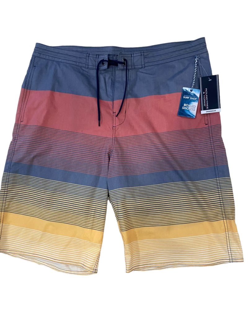 40 NWT Roundtree & Yorke Board Shorts Striped Tall Man Swim Trunks