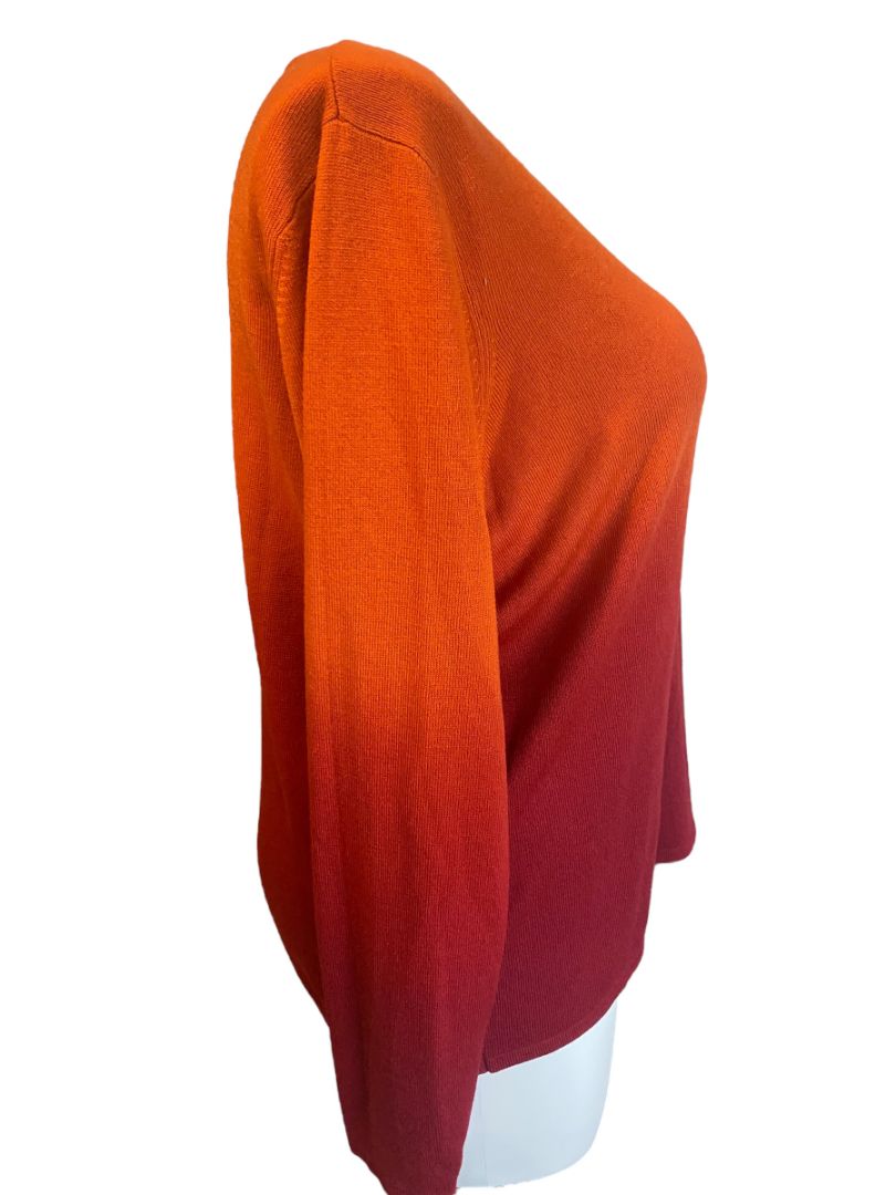 18/20 Venezia Ombre Orange V-Neck Long Sleeve Sweater Soft Plus Size Curvy