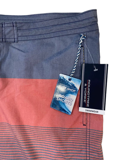 40 NWT Roundtree & Yorke Board Shorts Striped Tall Man Swim Trunks