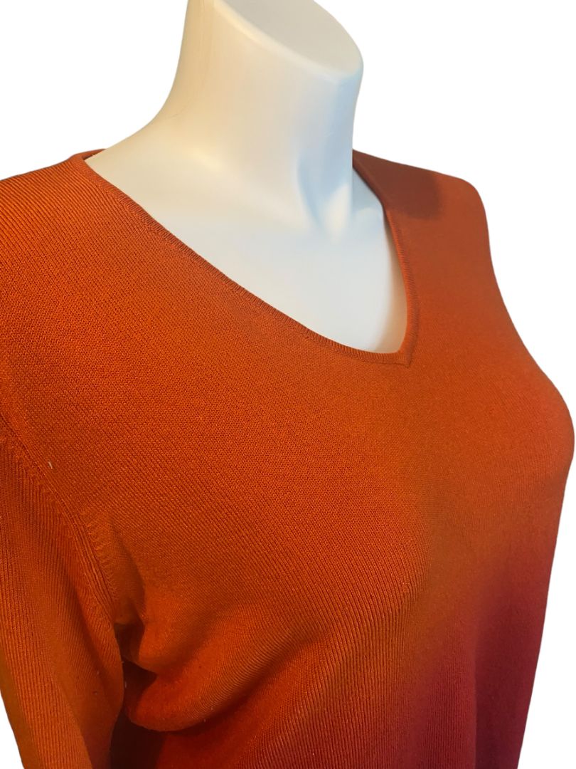 18/20 Venezia Ombre Orange V-Neck Long Sleeve Sweater Soft Plus Size Curvy