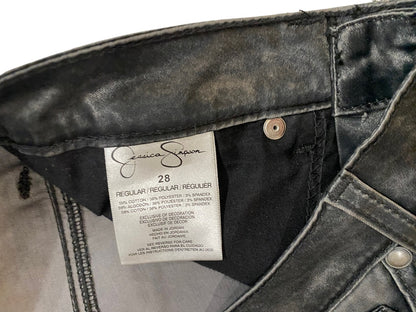 28 Jessica Simpson Forever Skinny Black Shiny Coated Jeans