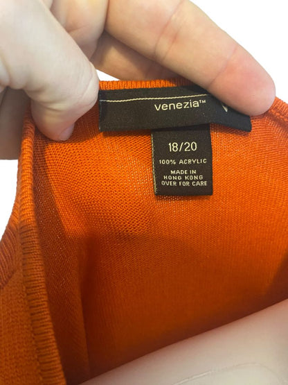 18/20 Venezia Ombre Orange V-Neck Long Sleeve Sweater Soft Plus Size Curvy