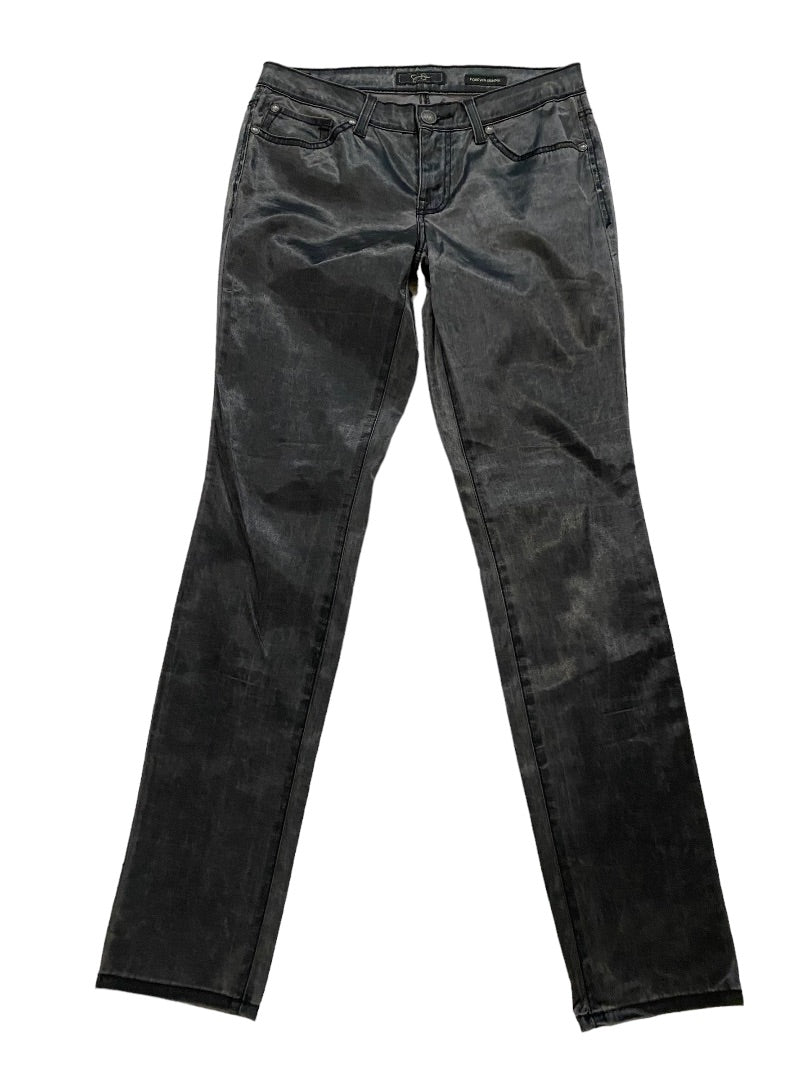 28 Jessica Simpson Forever Skinny Black Shiny Coated Jeans