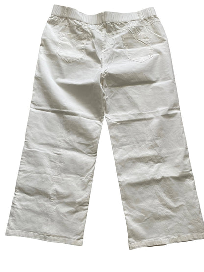 3XL White Wide Leg Full Length Jeans Pockets