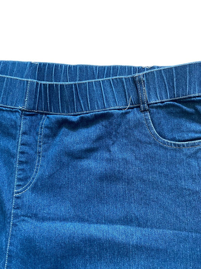 3XL Blue Denim Wide Leg Full Length Jeans Pockets