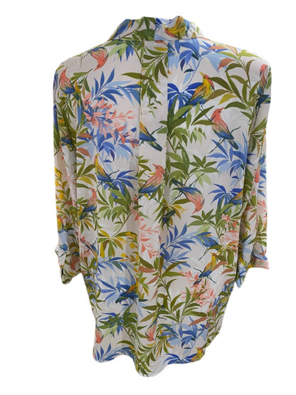 NWT 2X Investments Woman "Caroline" Floral Hidden Button Blouse Top