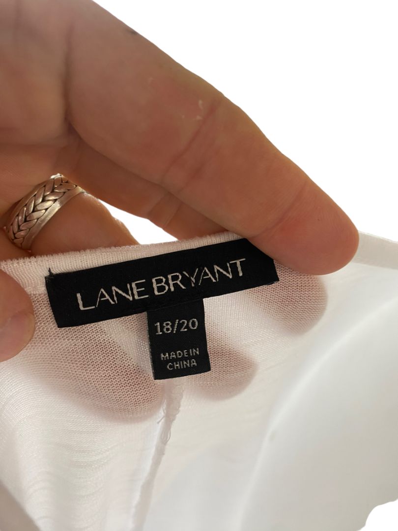 18/20 Lane Bryant White Tie Front Short Sleeve Shirt Tee