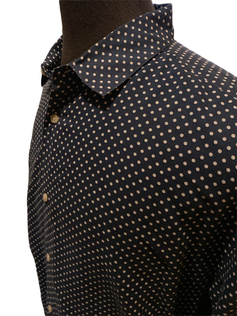 Large H&M Men's Navy Polka Dot Button Down Shirt