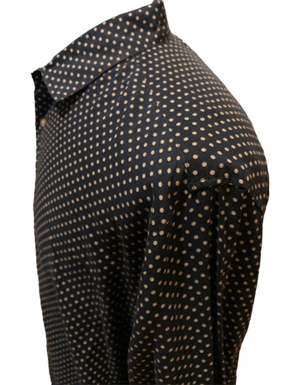 Large H&M Men's Navy Polka Dot Button Down Shirt