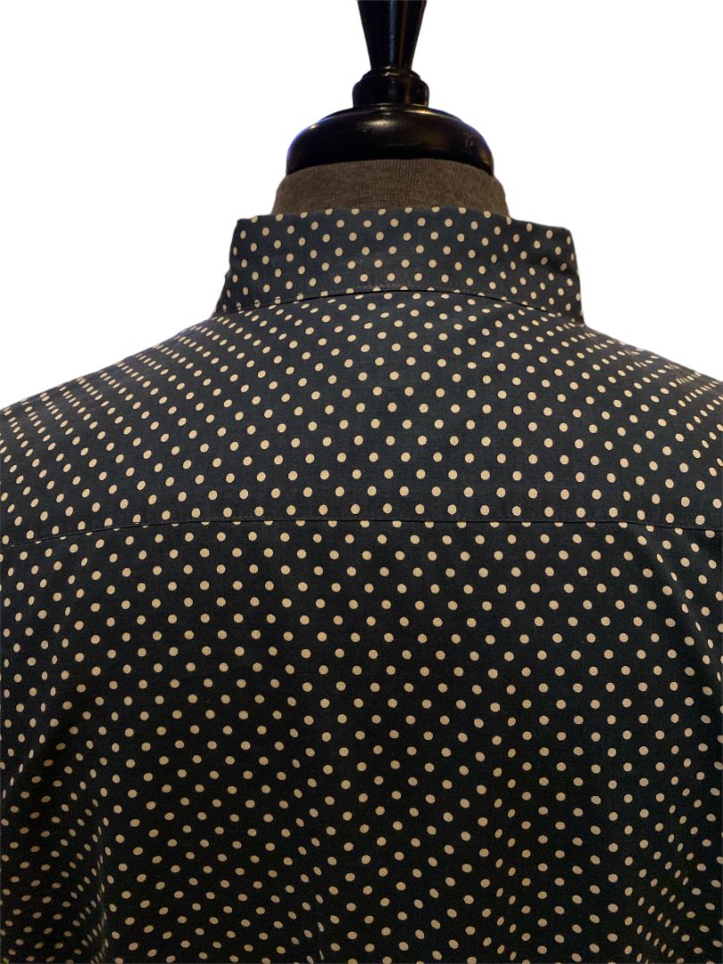 Large H&M Men's Navy Polka Dot Button Down Shirt