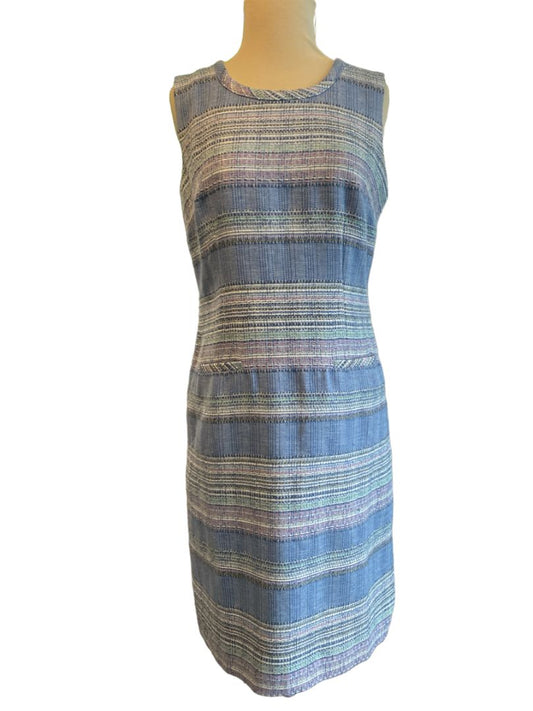 6 Talbots Sleeveless Pastel Striped Tweed Sheath Dress