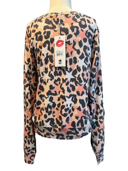 XS WildFox Peach Animal Print Soft Sweatshirt Top New