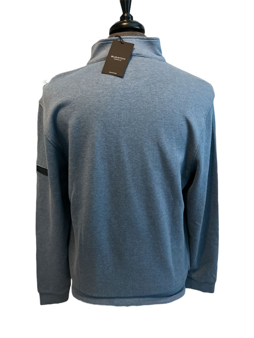 NWT Bugatchi Men's Small 1/4 Zip Pullover Slate Blue Mock Neck MSRP $139