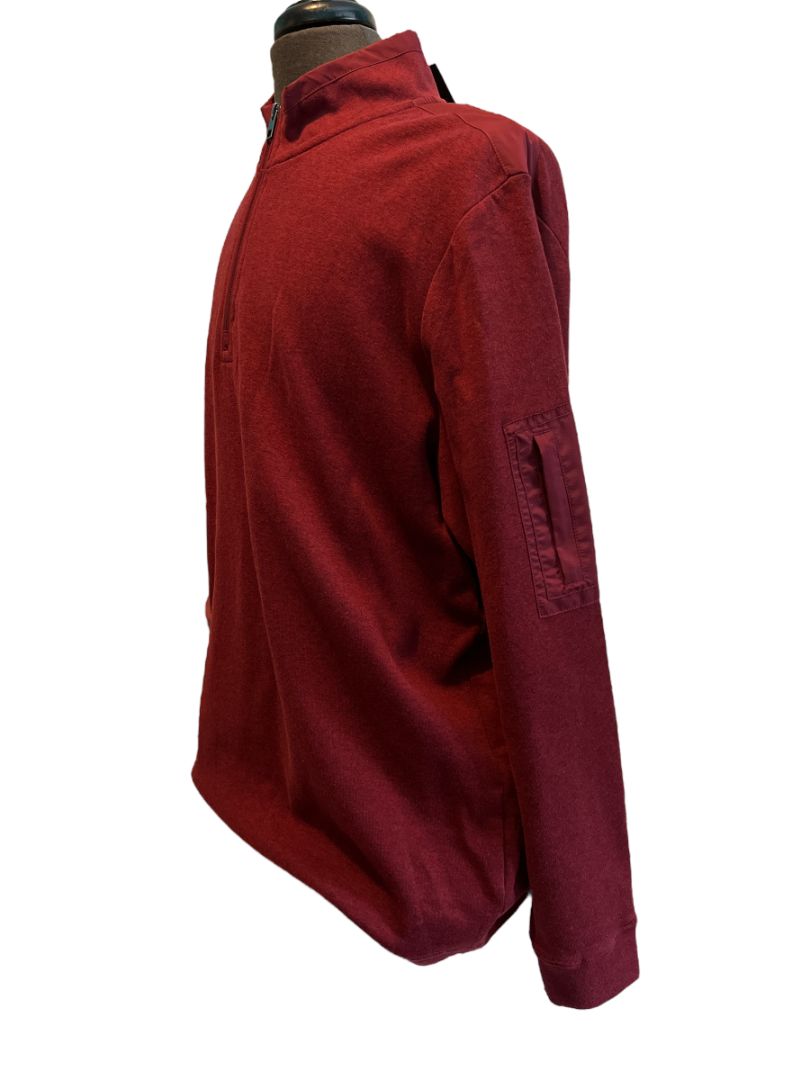 NWT Bugatchi Men's XL 1/4 Zip Pullover Bordeaux Mock Neck MSRP $149