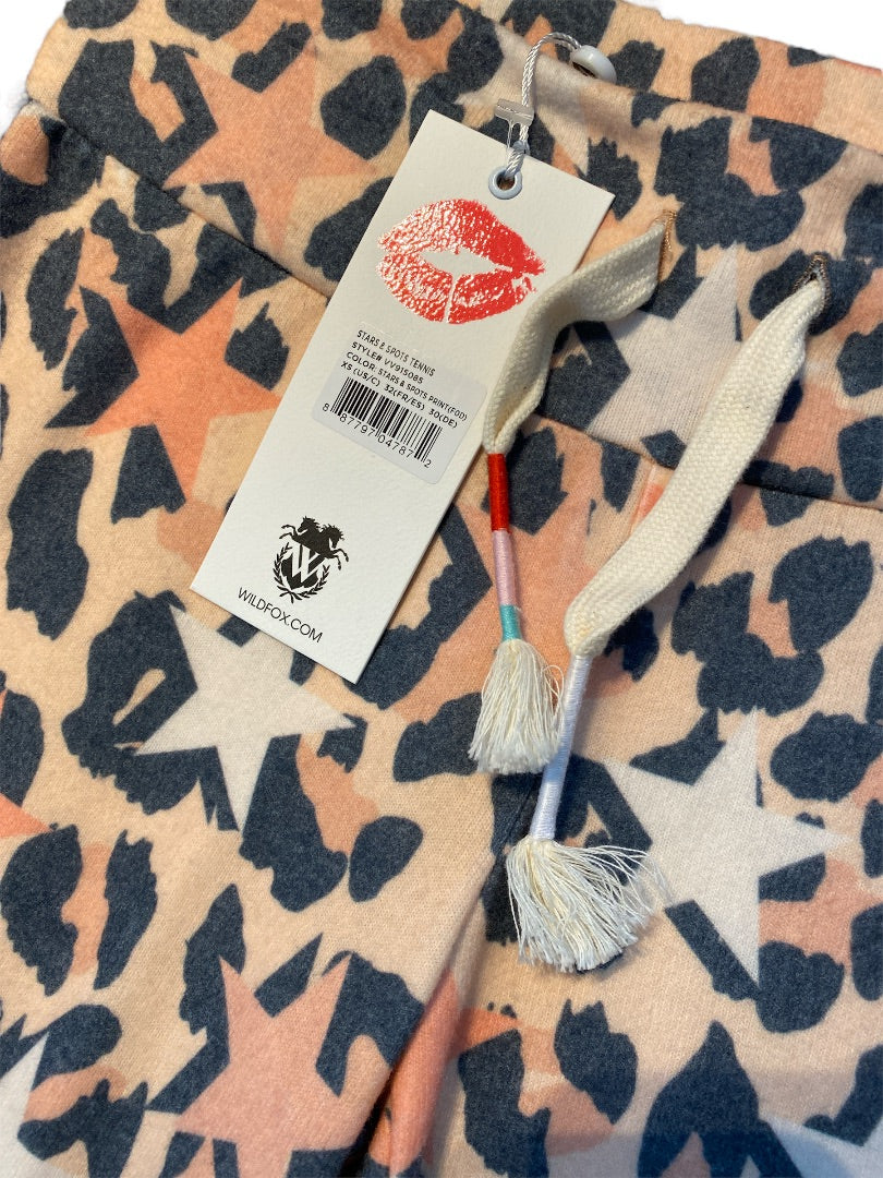 XS WildFox Peach Animal Print Soft Sweatpants Pants New