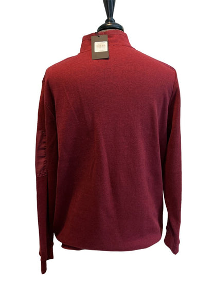 NWT Bugatchi Men's XL 1/4 Zip Pullover Bordeaux Mock Neck MSRP $149