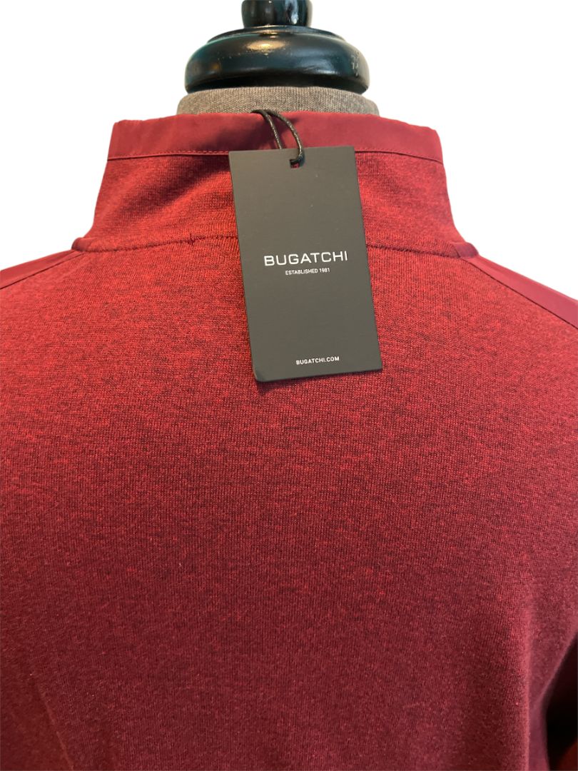 NWT Bugatchi Men's XL 1/4 Zip Pullover Bordeaux Mock Neck MSRP $149