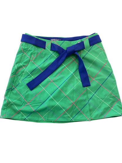 4 NIKE GOLF Convertible Skort Skirt Shorts Dri Fit Swoosh Green Plaid