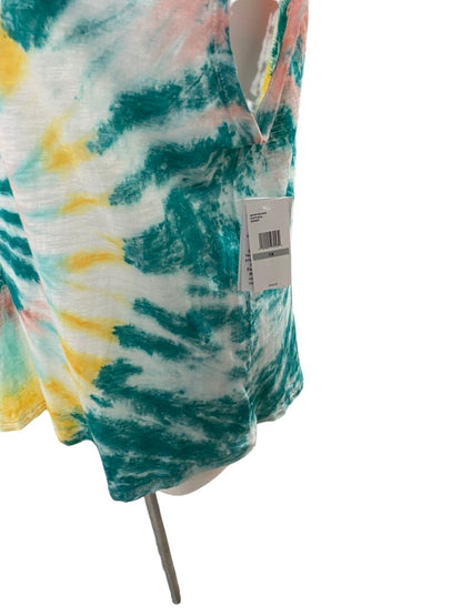 NWT 1X Jessica Simpson Tie Dye Sleeveless Shirt "Daffodil" Teal Swirl