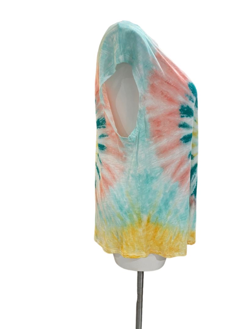 NWT 1X Jessica Simpson Tie Dye Sleeveless Shirt "Daffodil" Teal Swirl