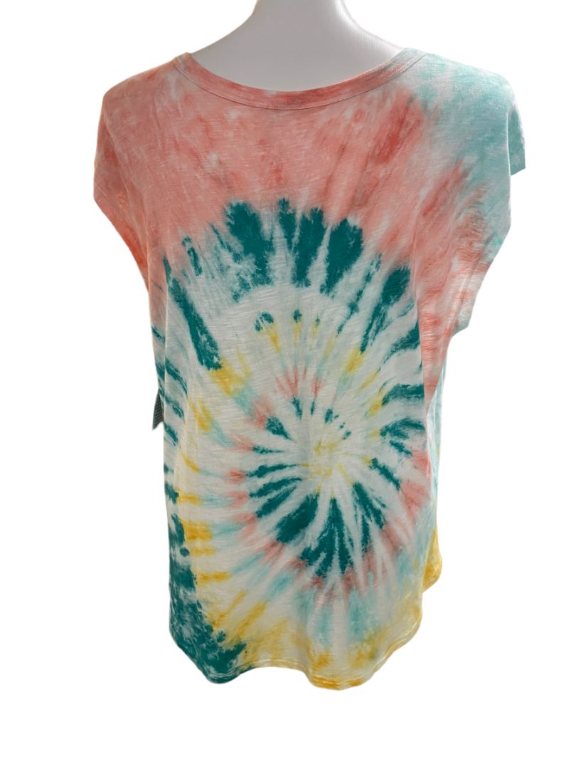 NWT 1X Jessica Simpson Tie Dye Sleeveless Shirt "Daffodil" Teal Swirl