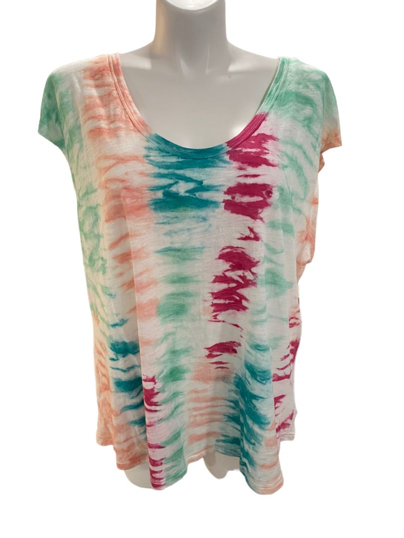 NWT 2X Jessica Simpson Tie Dye Sleeveless Shirt "Rose Red" Verticle Stripe