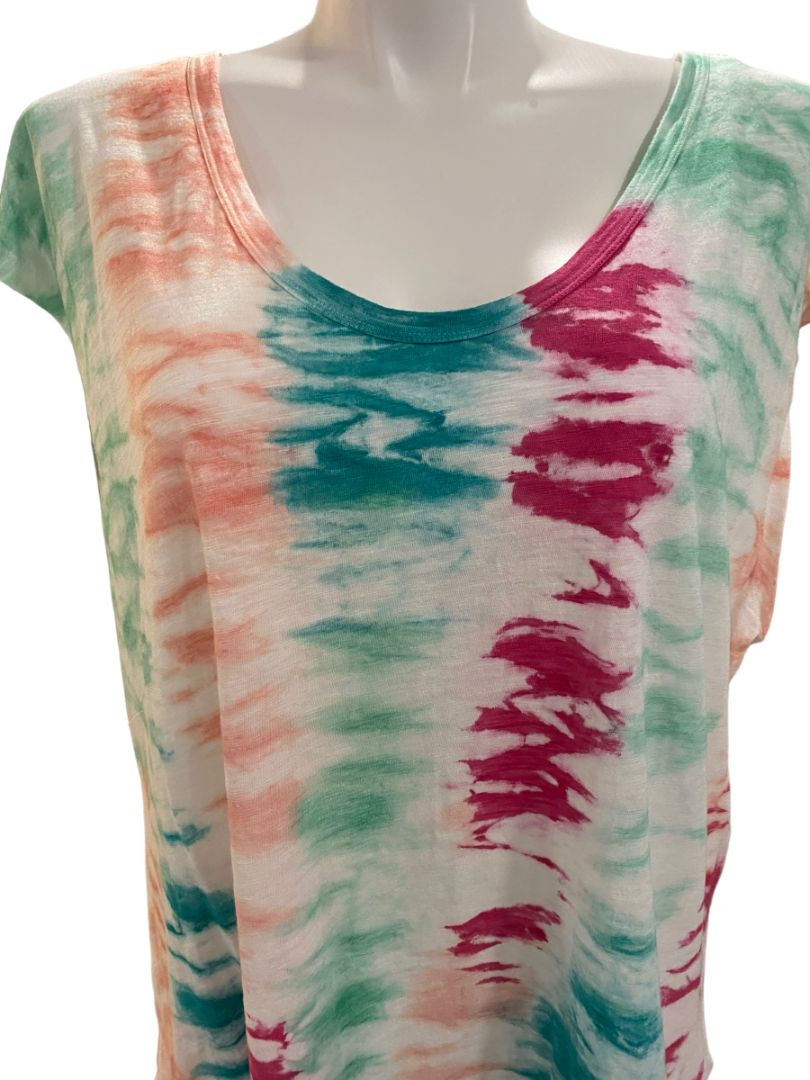 NWT 2X Jessica Simpson Tie Dye Sleeveless Shirt "Rose Red" Verticle Stripe