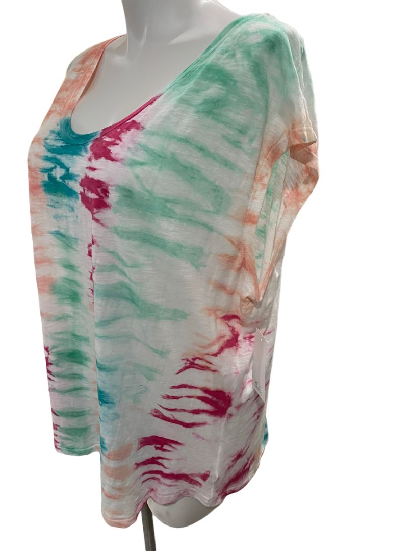 NWT 2X Jessica Simpson Tie Dye Sleeveless Shirt "Rose Red" Verticle Stripe