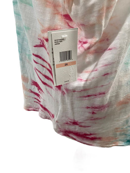 NWT 2X Jessica Simpson Tie Dye Sleeveless Shirt "Rose Red" Verticle Stripe